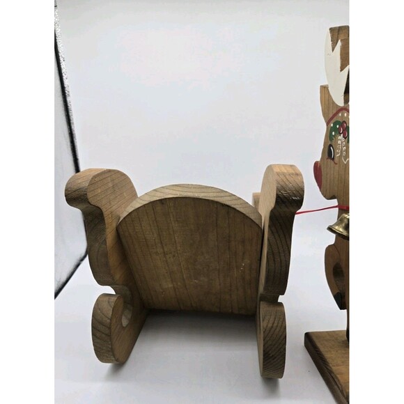Vintage Wooden Christmas Reindeer & Sleigh Set Holiday Xmas Wooden Decor *AS IS* - Picture 15 of 16